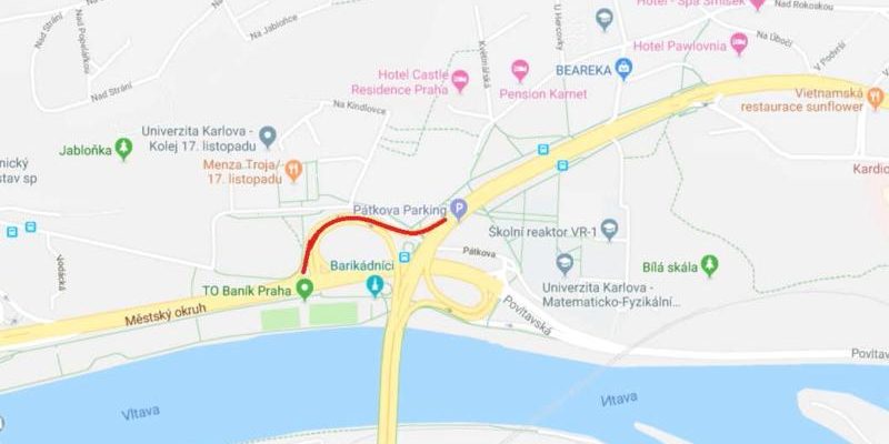 Mapa s ukázkou sjízdné rampy při úpravě vozovky