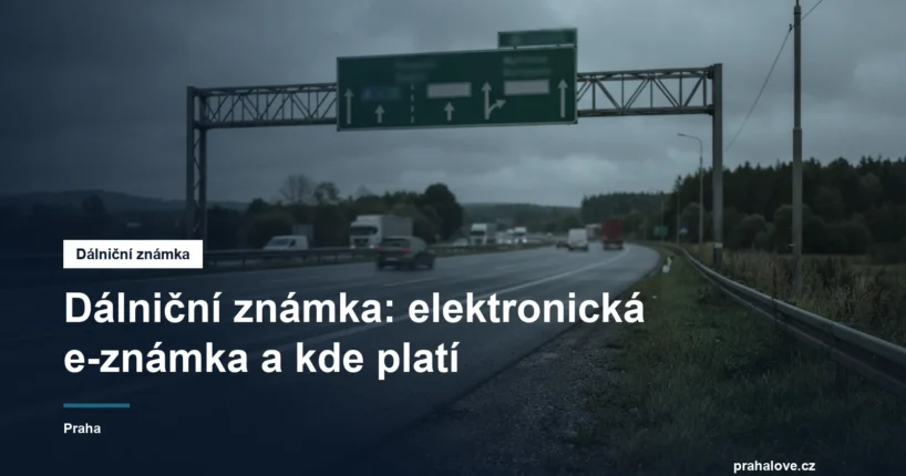 Dálnice se směrovými tabulemi a značením zpoplatněného úseku