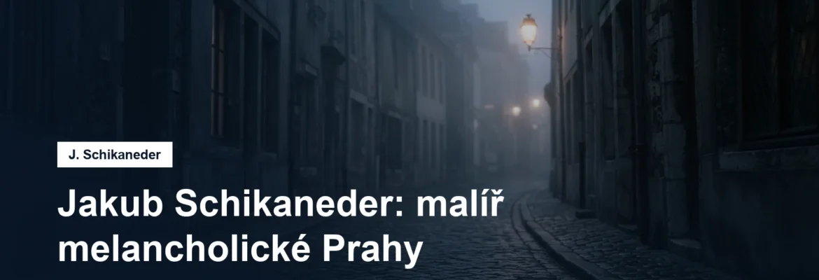 Mlžná dlážděná ulice za soumraku
