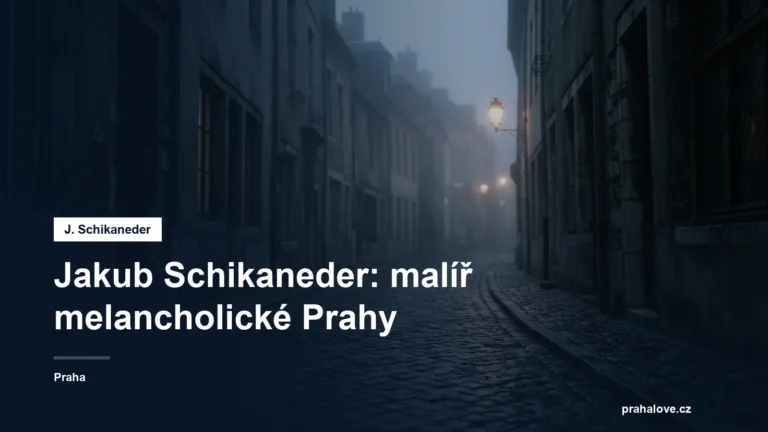 Mlžná dlážděná ulice za soumraku