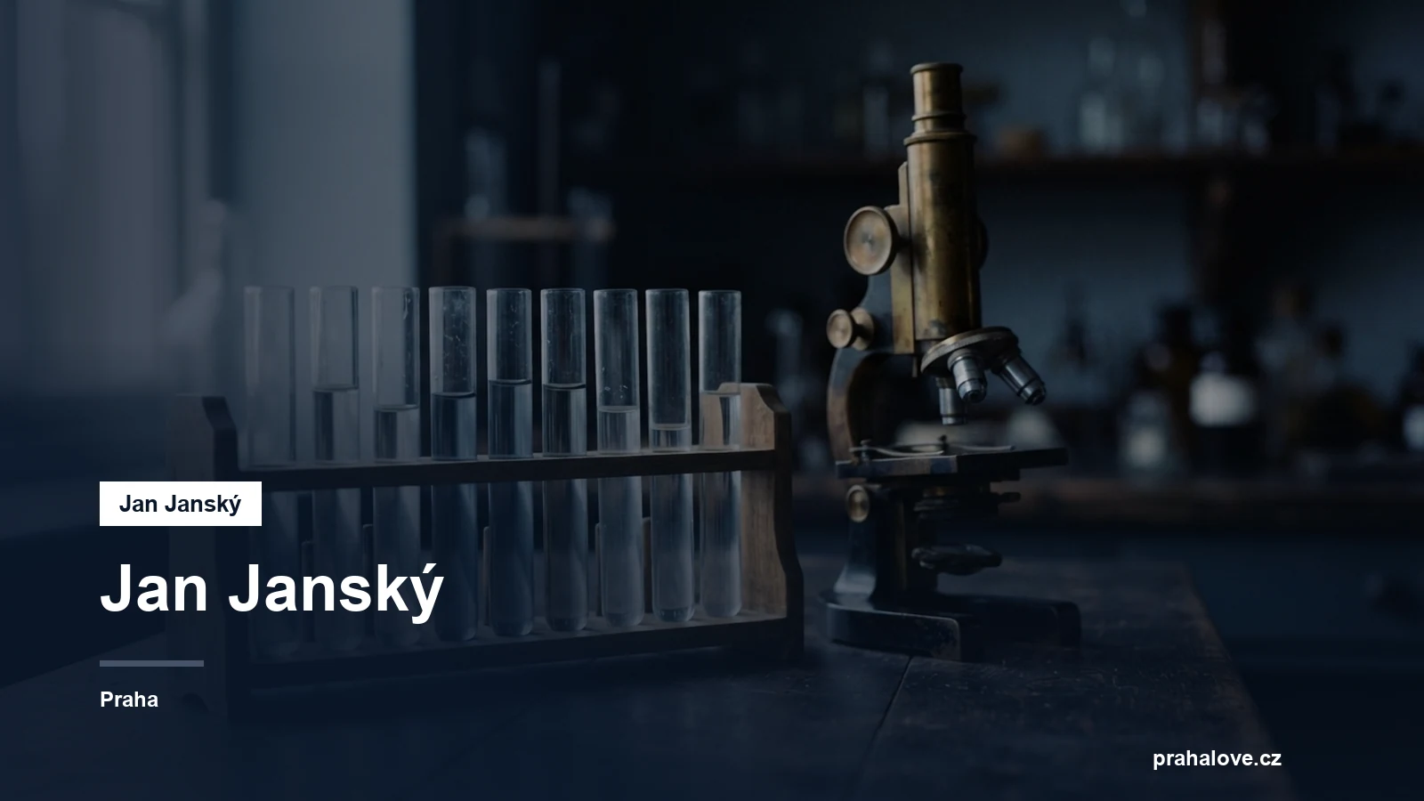 Laboratorní zkumavky ve stojanu a mikroskop