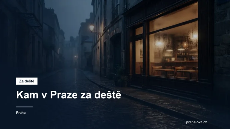 Deštivá ulice a osvětlené okno kavárny