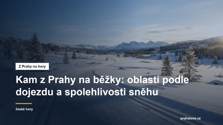 Upravená běžkařská stopa vedoucí zasněženou krajinou