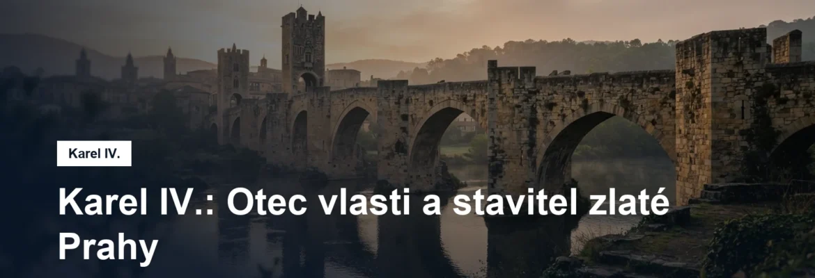Kamenný gotický most přes řeku za svítání