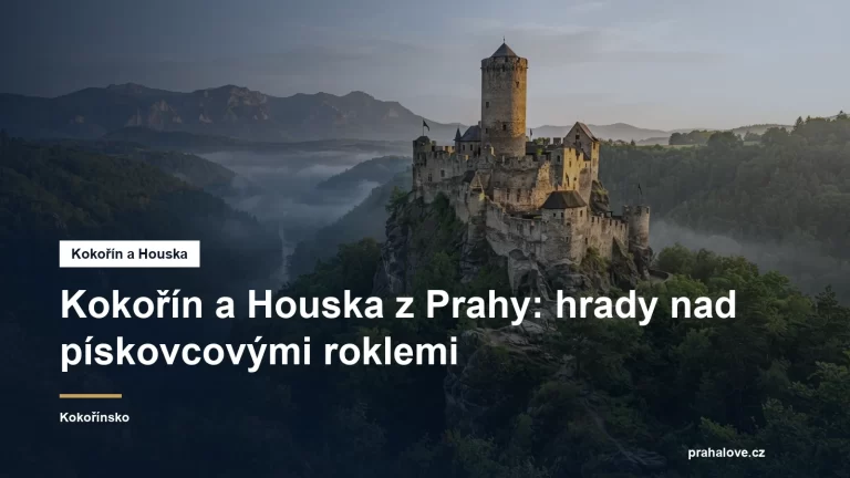 Hrad s vysokou věží na skalním ostrohu nad zalesněnou roklí