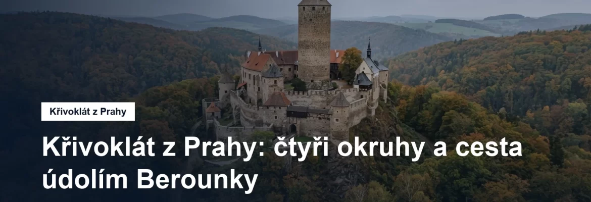 Hrad s válcovou věží nad hlubokým listnatým lesem