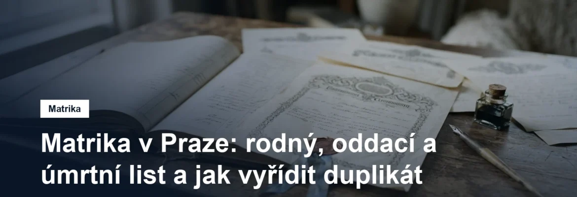Otevřená úřední kniha a matriční doklady na stole