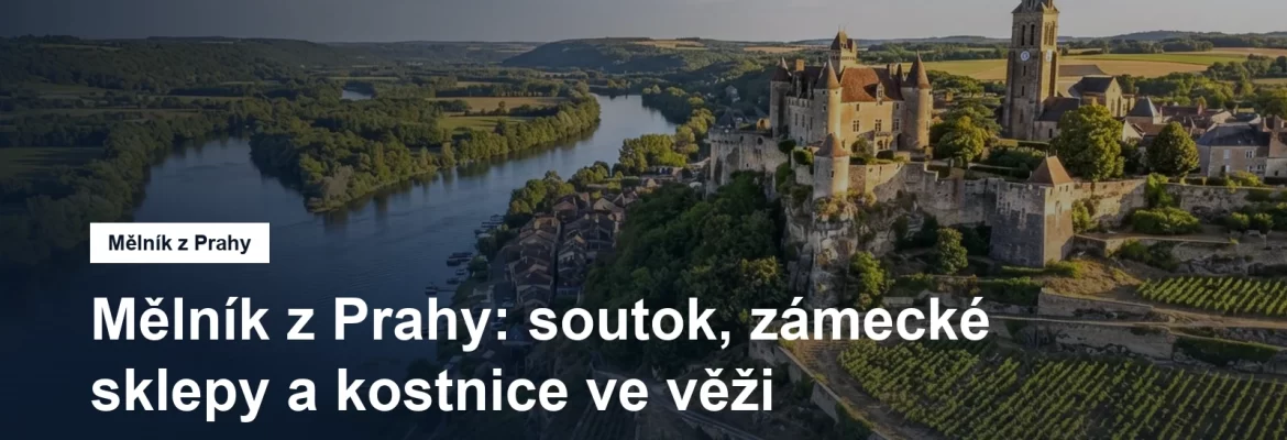 Zámek s kostelní věží nad soutokem dvou řek a vinicemi