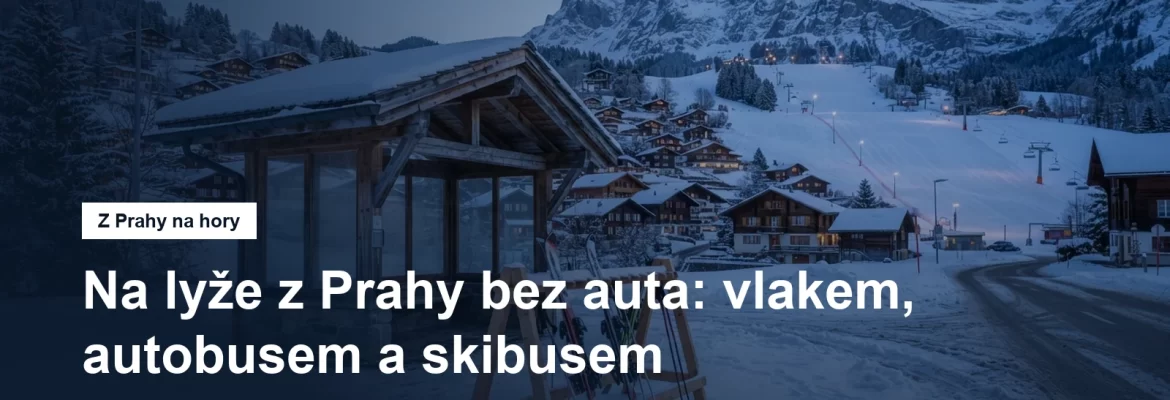 Zasněžená horská zastávka autobusu pod sjezdovkou