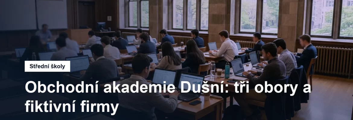 Studenti obchodní akademie při práci s daty v učebně