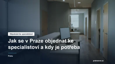 Recepce ambulance s objednávkovým pultem a chodbou
