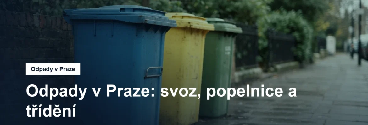 Barevné kontejnery na tříděný odpad na chodníku