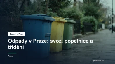Barevné kontejnery na tříděný odpad na chodníku