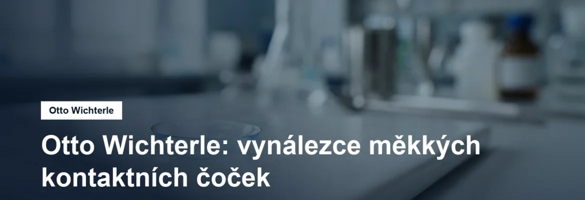 Kontaktní čočka a laboratorní pozadí