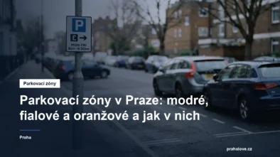 Značka zóny placeného stání u pražské ulice s parkujícími auty