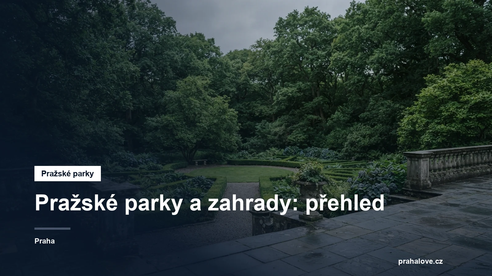 Park se stromy a zahradní terasou