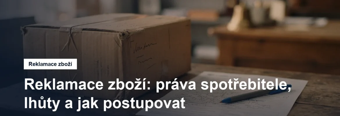 Kartonová krabice se zbožím a reklamační formulář na pultu