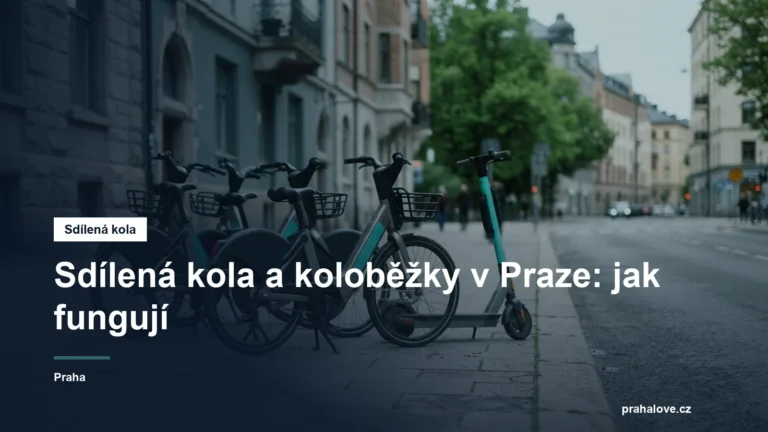 Zaparkovaná sdílená kola a koloběžka u chodníku