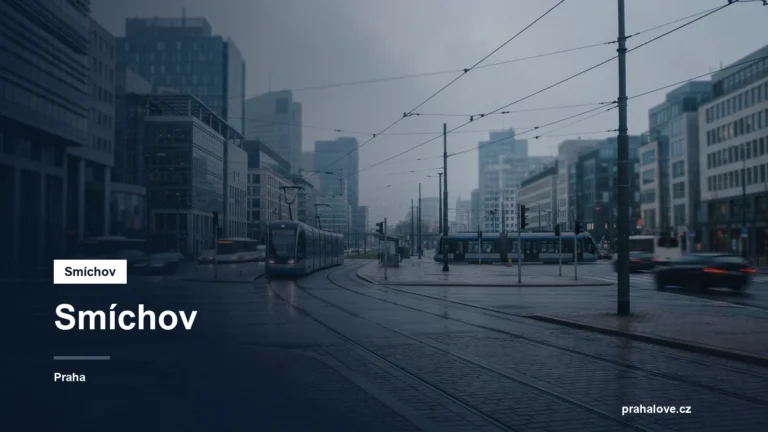 Rušné moderní centrum s tramvajemi