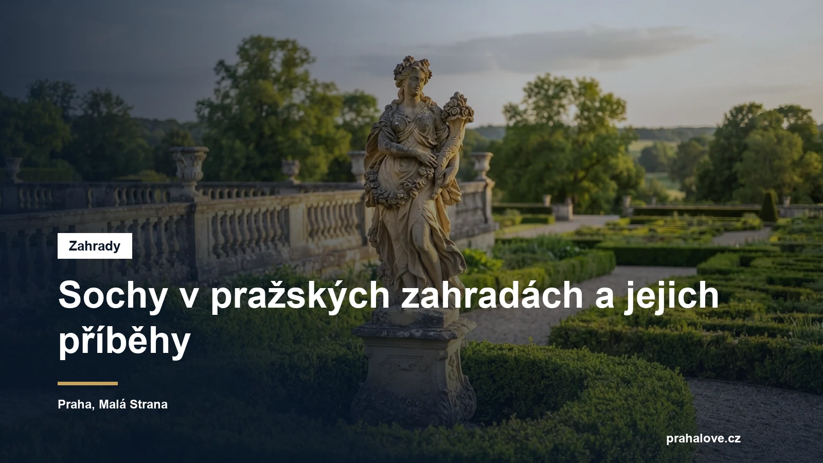 Barokní pískovcová socha v terasovité pražské zahradě