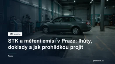 Osobní auto na kontrolní lince stanice technické kontroly