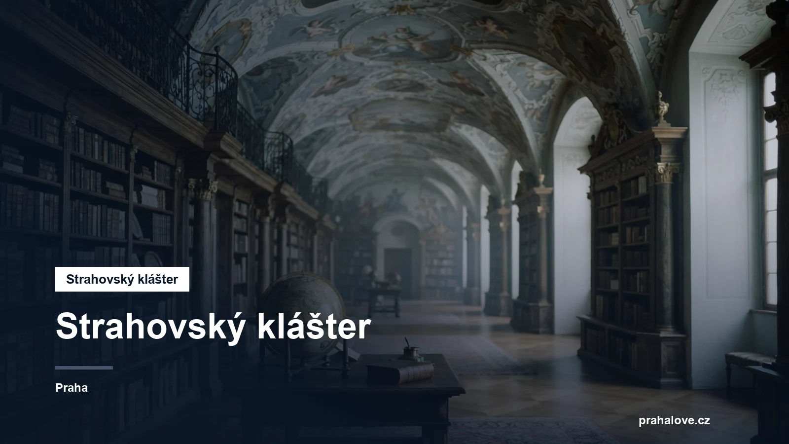 Barokní knihovní sál s freskou