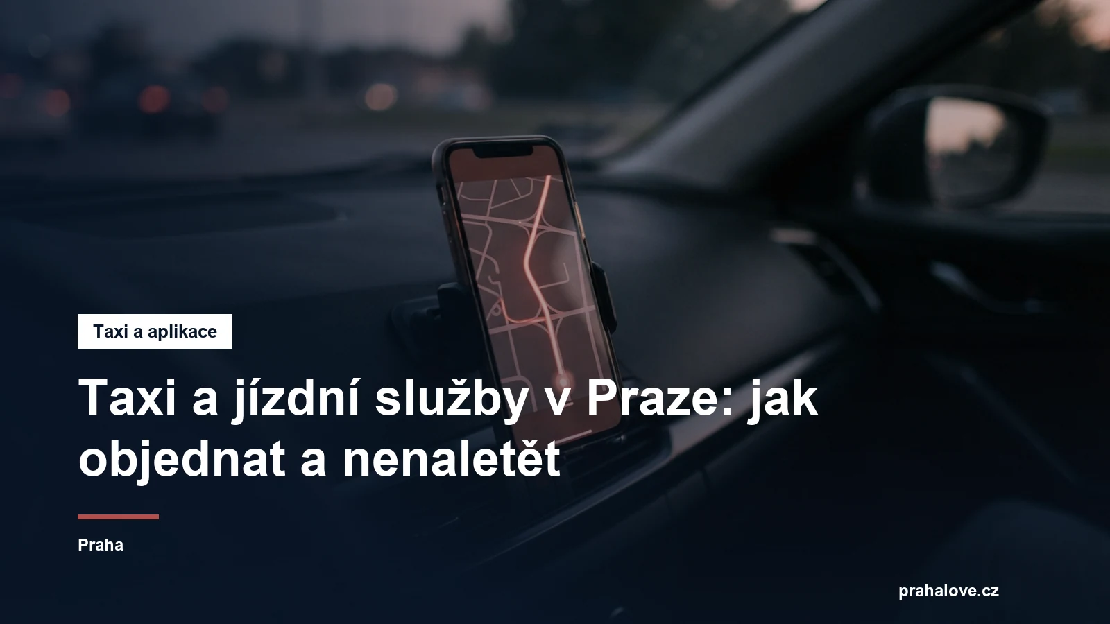 Telefon s mapou jízdy na palubní desce auta