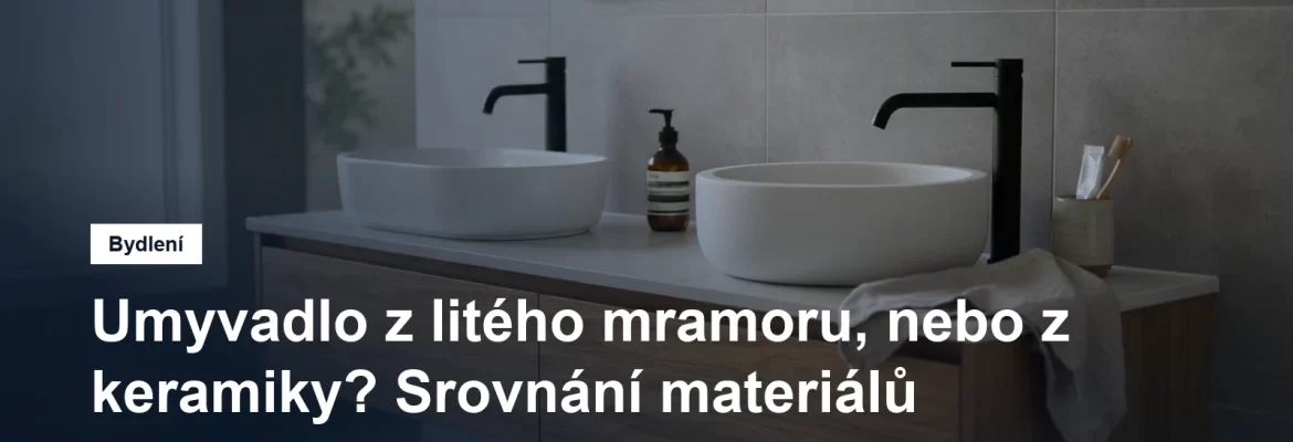 Bílé keramické umyvadlo v moderní koupelně