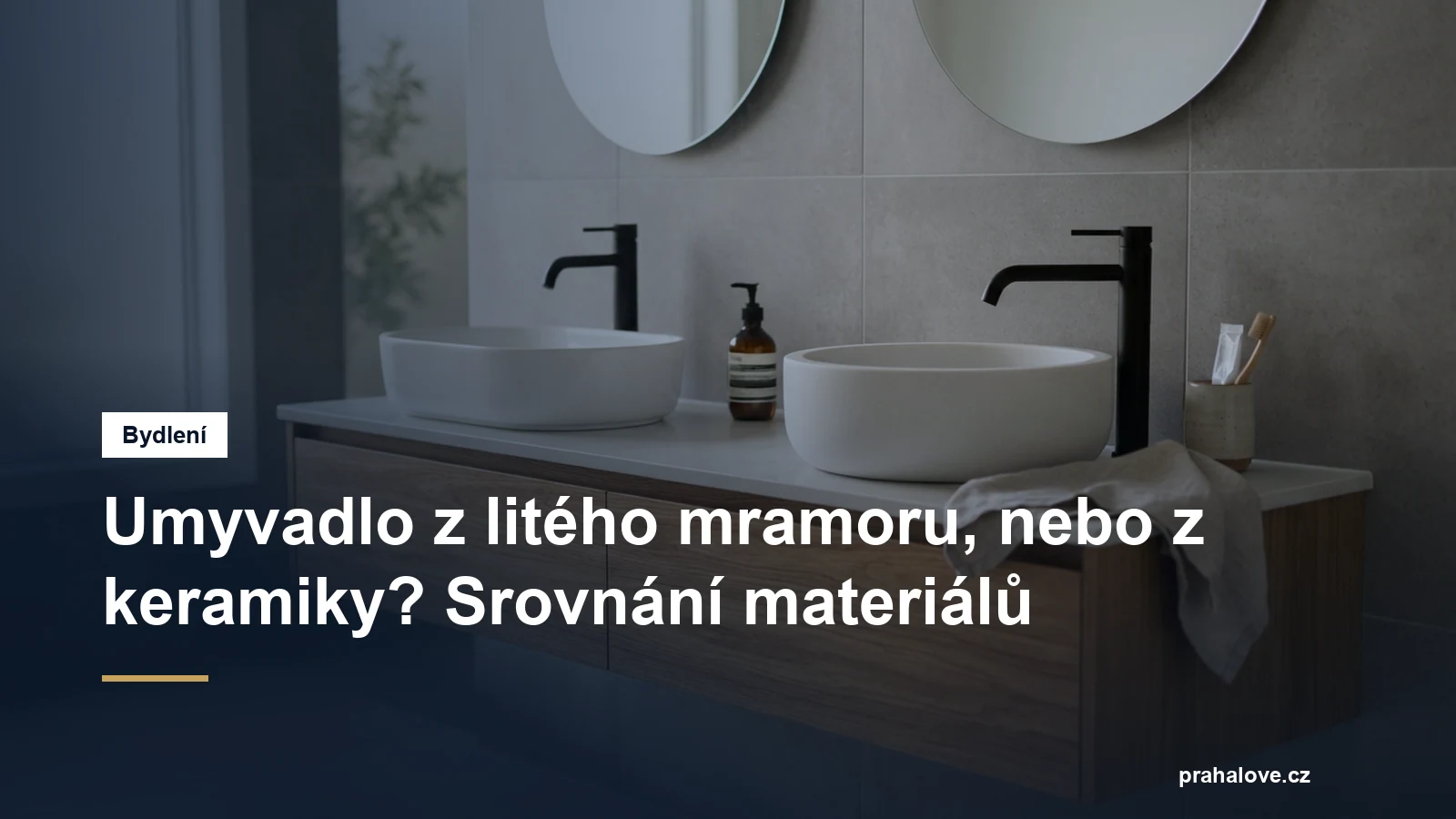Bílé keramické umyvadlo v moderní koupelně