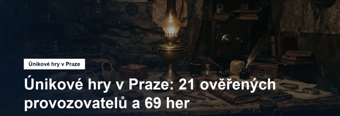 Tmavá místnost únikové hry se starým stolem a zámky