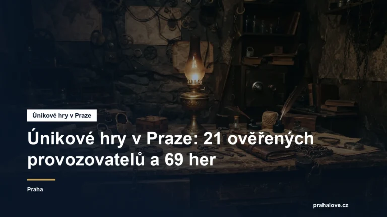 Tmavá místnost únikové hry se starým stolem a zámky