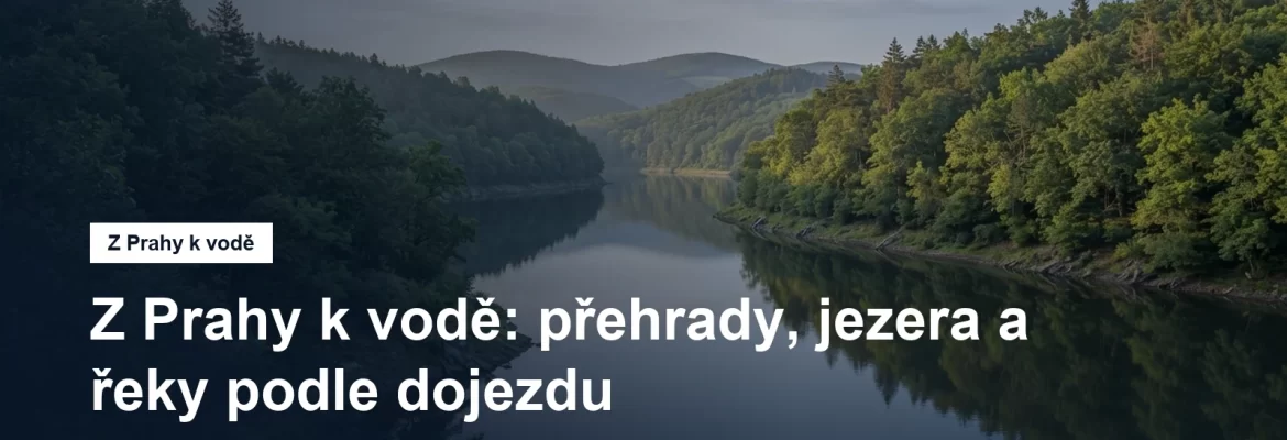 Hladina přehrady se zalesněnými břehy v letním ránu