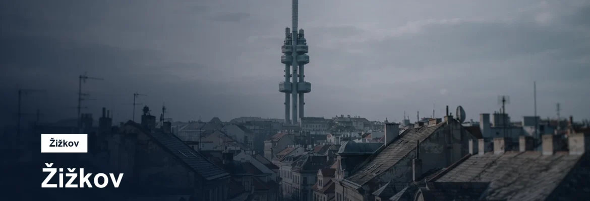 Televizní věž nad střechami čtvrti