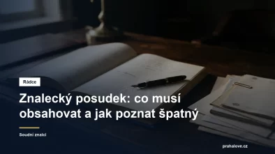 Znalecký posudek s doložkou a otiskem znalecké pečeti na stole