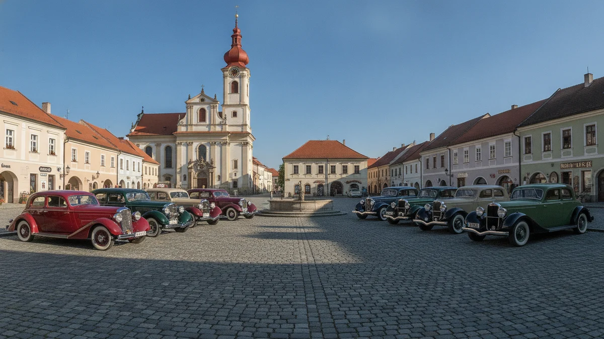 Historické automobily na náměstí