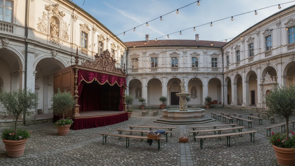 Sousedský festival na nádvoří s pódiem