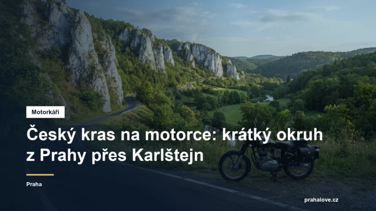 Motorka pod vápencovými skalami v údolí řeky