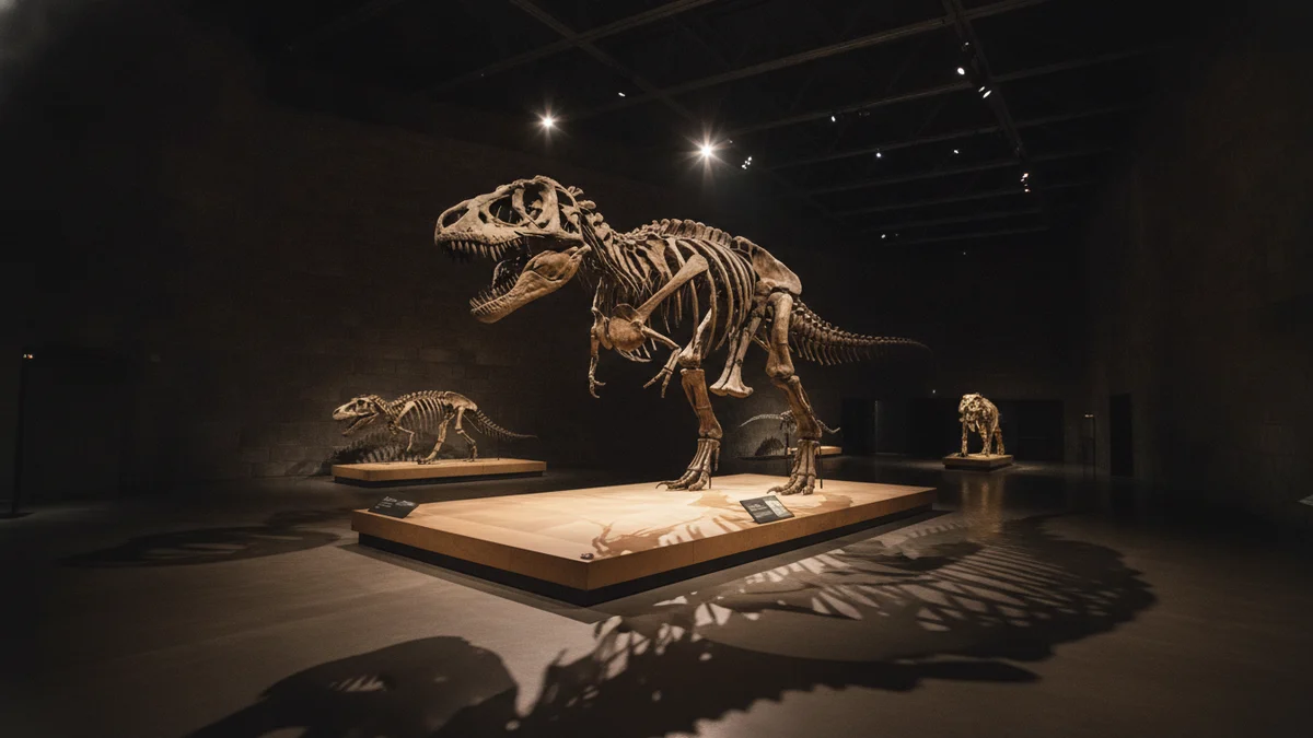 Kostra dinosaura v muzejní expozici