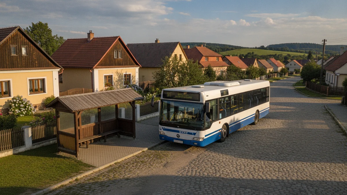 Příměstský autobus na zastávce