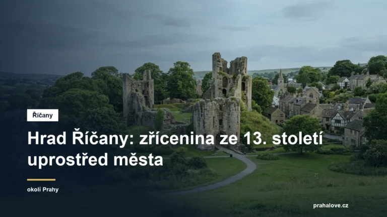 Zbytky zdiva středověkého hradu mezi stromy