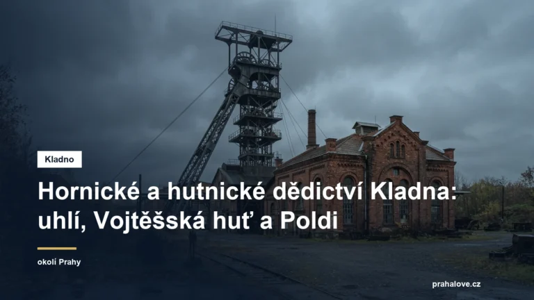 Těžní věž a cihlové budovy zachovaného černouhelného dolu