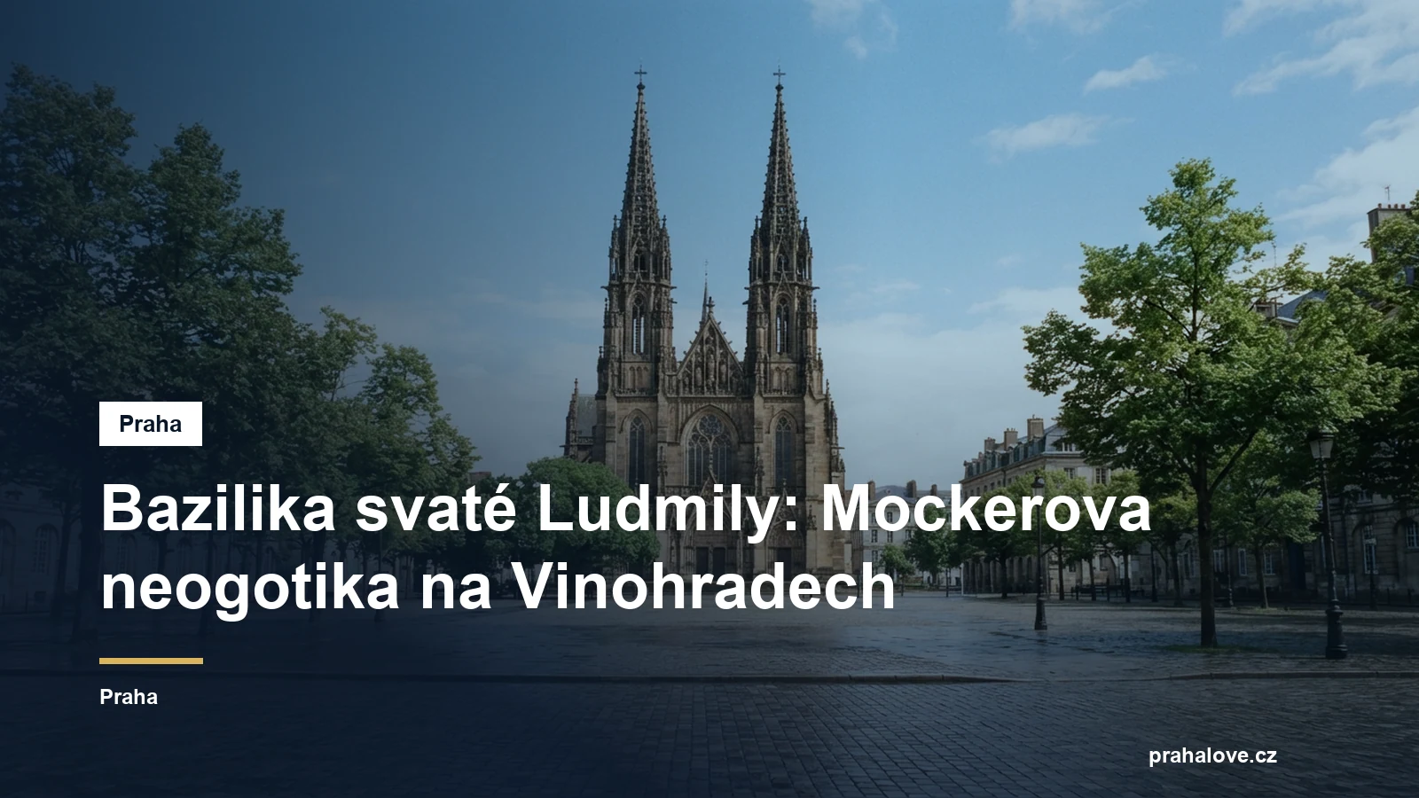 Neogotický kostel se dvěma věžemi na náměstí