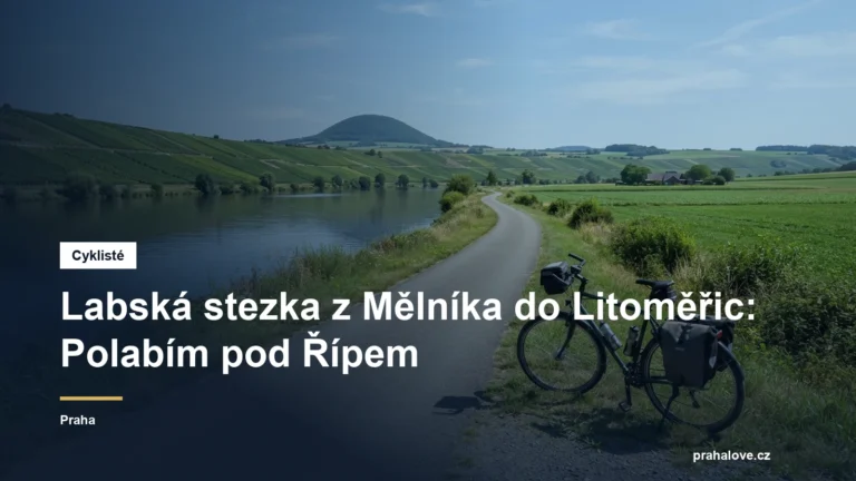 Kolo s brašnami u Labské stezky s horou na obzoru
