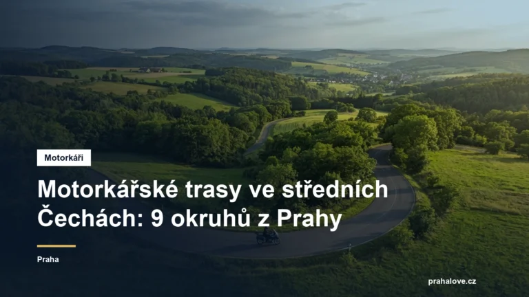Klikatá silnice v kopcích středních Čech s motorkou