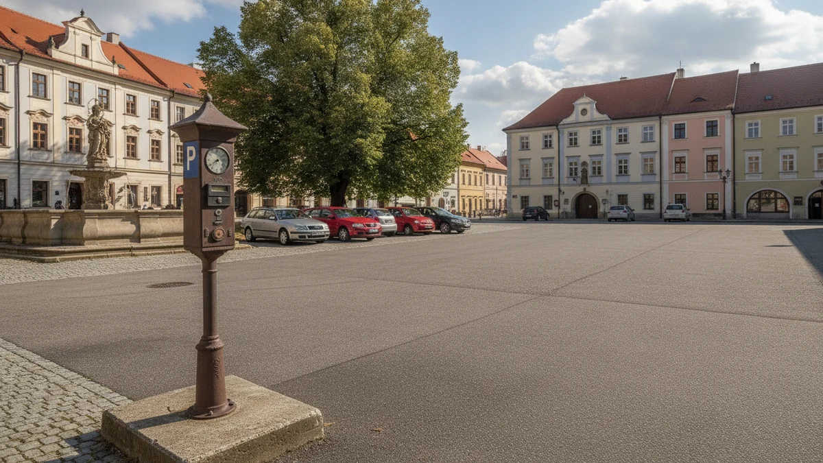 Parkoviště u náměstí v okresním městě