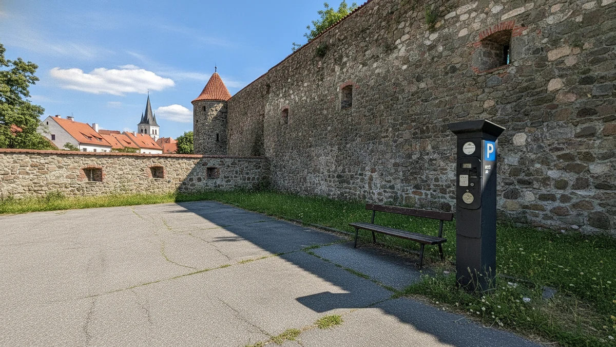 Parkoviště u náměstí v okresním městě