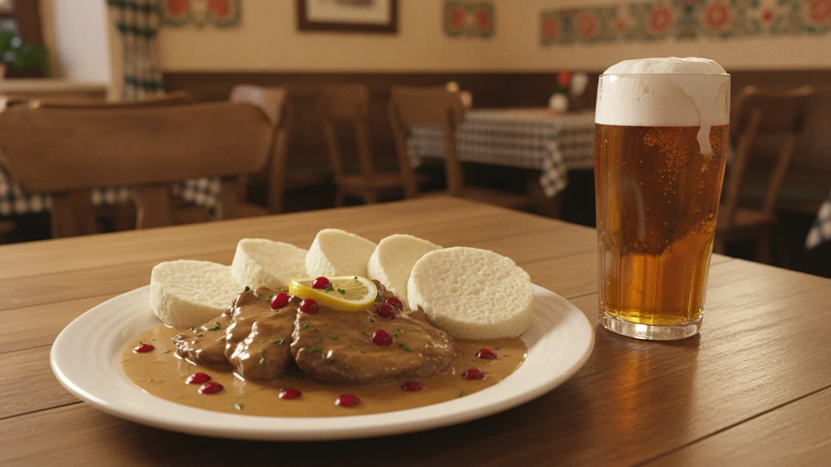 Stůl v restauraci s českým jídlem