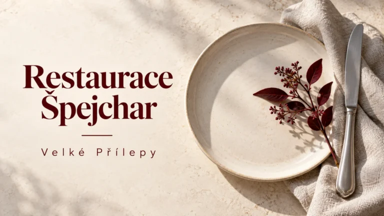 Talíř, nůž a ubrousek – Restaurace Špejchar, Velké Přílepy
