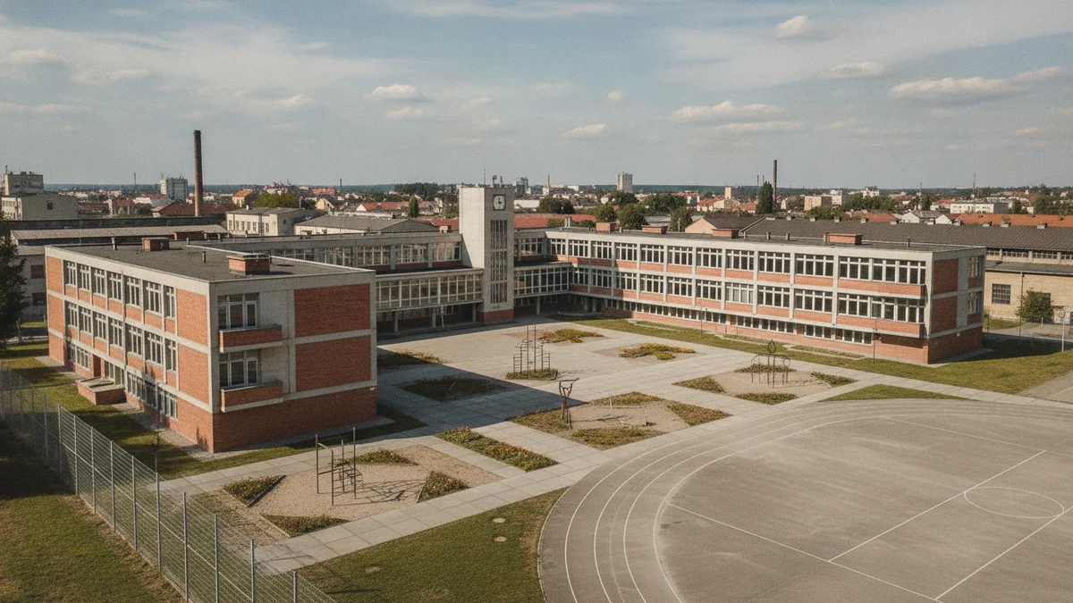 Budova základní školy ve velkém městě