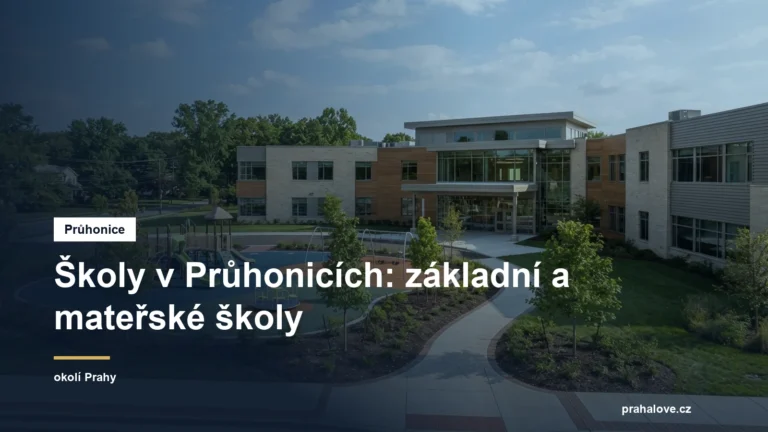 Moderní školní budova s hřištěm